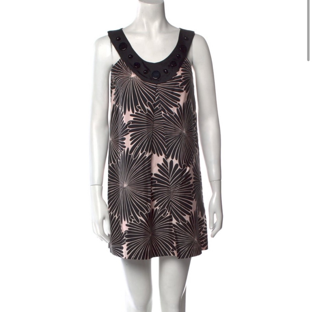 Milly Silk Black/pink Floral Mini Dress